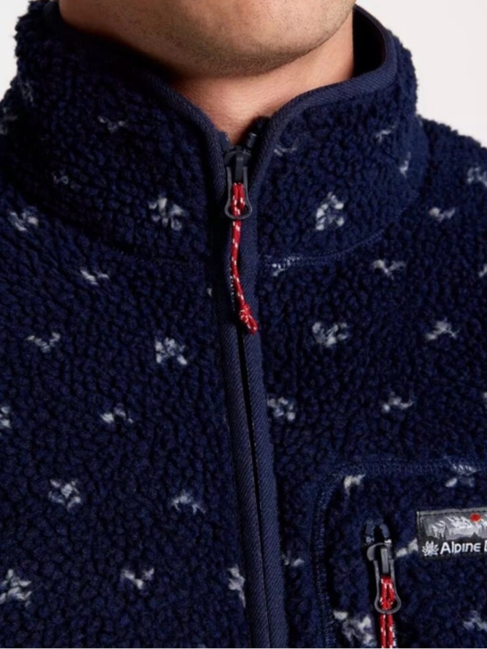 Alpine Design Navy Patterned Sherpa Jacket with Subtle Light Pattern - Picture 6 of 14